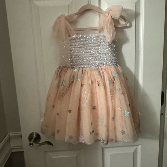Sparkling Peach Kids Casual Dress - Picture 1 of 2